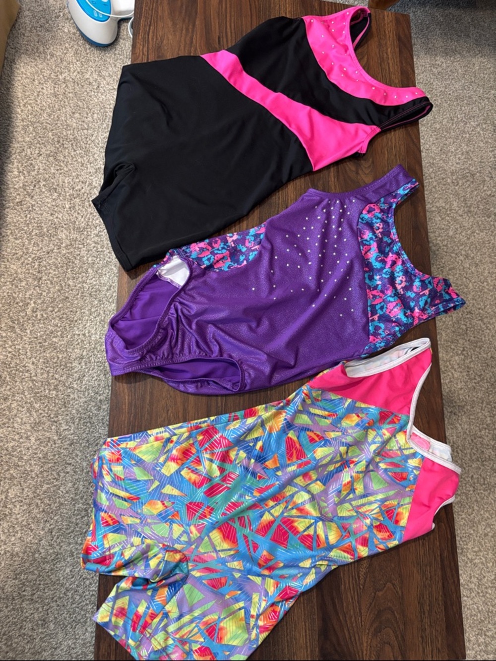 3-Pack Girls Gymnastics Leotards - Black/Pink, Purple, Multicolor